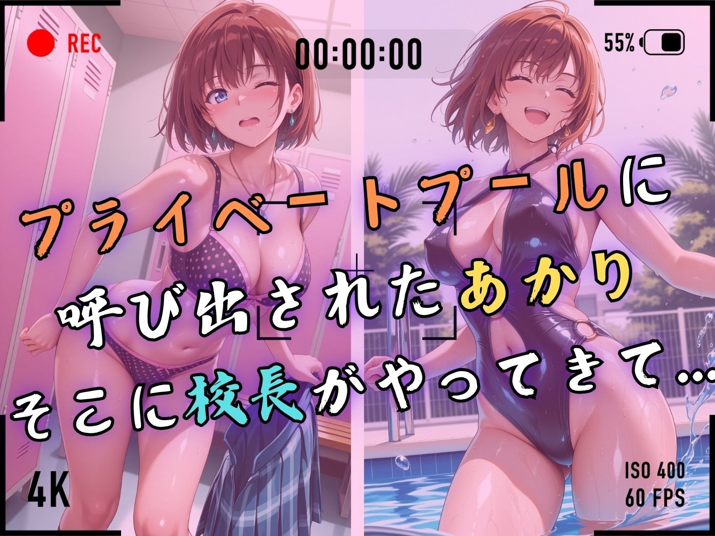 【4Kイラスト】1万3000人の生徒を抱いた校長による森あかりへの性指導（黒水着編） 無料試し読み 4